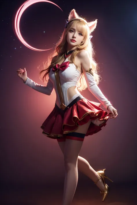 (masterpiece, best quality:1.2), intricate details, star guardian ahri, 1 girl, animal ears, hair accessories, separate sleeves,...