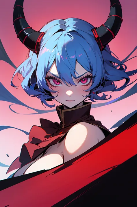 drawing of a girl including horns and a red nose, devil girl, including horns, in animation style, demon anime girl, drawn in mi...