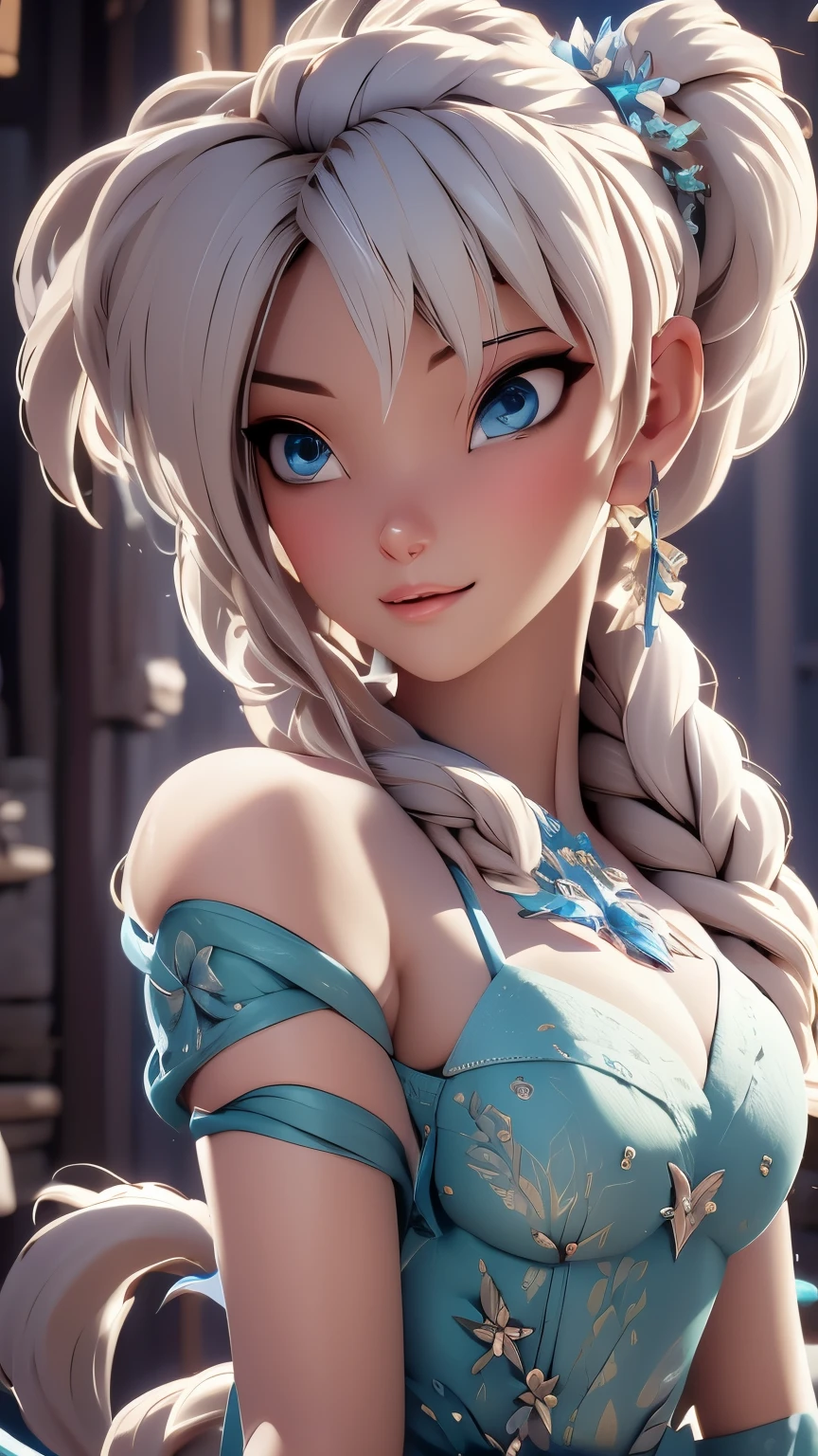 elsa, (perky breasts), (((small breasts))), affected smile:1.2, beautiful blue eyes, (perfect iris), depth of color in his eyes, by rubio, by the wide, braid, full lips, blush, naked, she is showing her vagina, depth of field, bokeh, (Special attention to leather details.: 1.2), masterpiece, Best Quality, ultra detailed, ultra HD, photorealistic, cinematographic, ((medium camera shot)), sensual pose, seductive, Nipples:1.4, looking to the camera, closeup of his face, her cheeks are blushed, 2, she is on her knees, eye contact:1.4, Angle elevation:1.5, ((Closeup on face)), perfect face, (((visible breasts))) bokeh everything other than her perfect face, The location is Arendelle in winter., ice castle