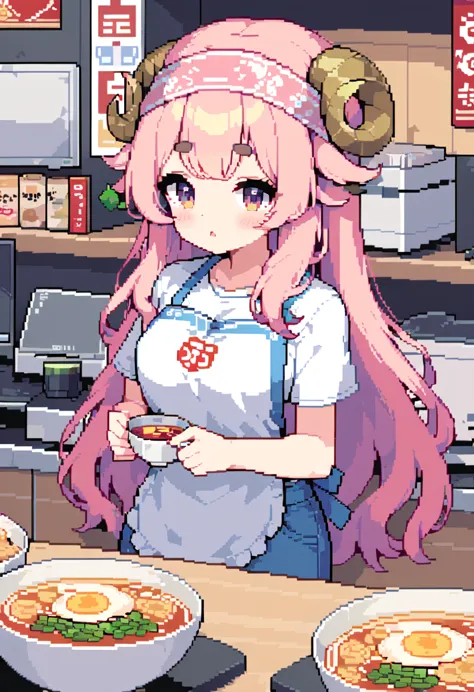 (((highest quality, 8k, masterpiece: 1.3)), beautiful pixel art, \one woman, pink hair, long hair, fluffy, fluffy hair, thick ey...