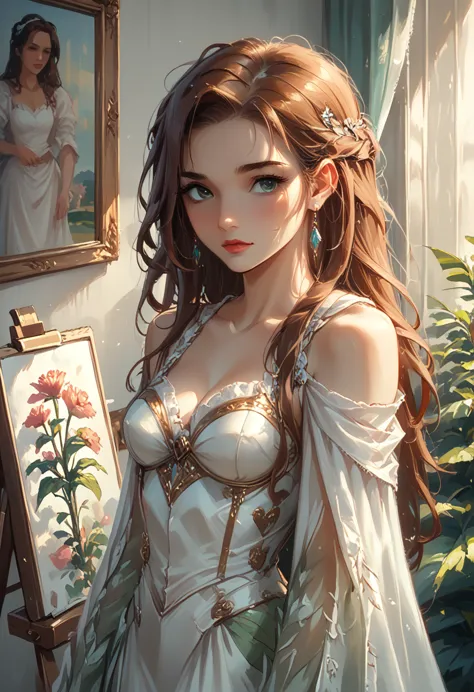 a close up of a woman with long hair and a dress, artgerm and atey ghailan, beautiful digital artwork, adorable digital painting...