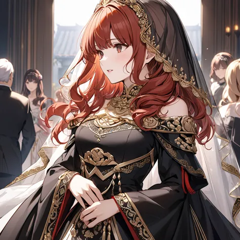 ((highest quality)), ((masterpiece)), (detailed), （perfect face）、the woman who is getting married to the old, strong emperor is ...