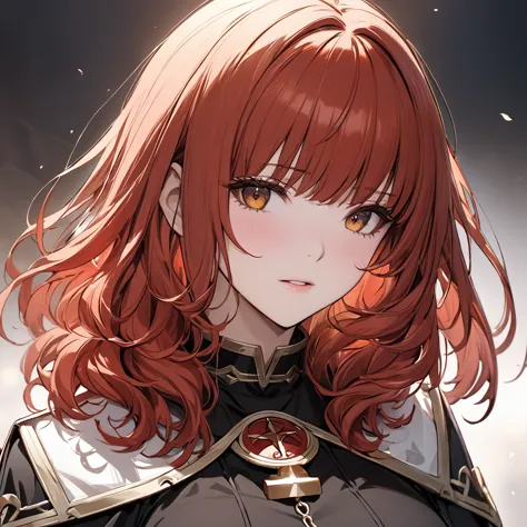 ((highest quality)), ((masterpiece)), (detailed), （perfect face）the woman is celica, has red hair and wears a black outfit.、the ...