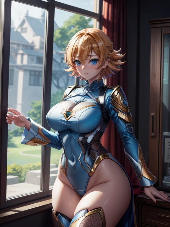 An anime girl in a blue uniform is posing in front of a window, I also make fan art, Highly detailed official artwork, Enchanting anime girl, Anya from Spy x Family, Highly detailed art gems, Detailed digital anime art, Best anime 4k konachan wallpaper, Beautiful and attractive anime woman, Detailed Anime Character Art, Smooth anime CG art, Beautiful Anime Girls