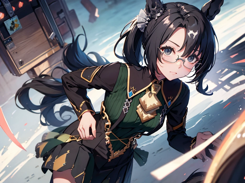 It's about time、Horse ear woman,Low Ponytail, Glasses, Skirt Suit, Fair skin, Portraits, High resolution, 