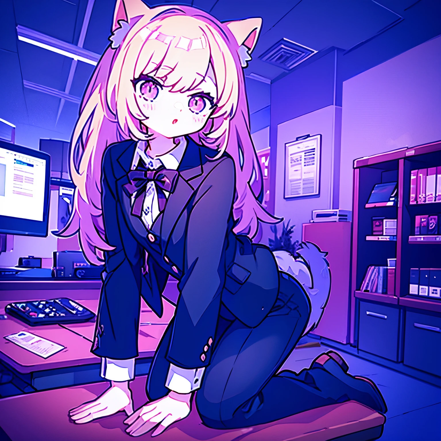 cat girl in office suit
