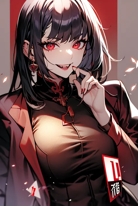 独奏, 1 , vampires, anatomically correcte, best qualityer, shorth hair,bblack hair, bangss, hair covering, red eye big breasts, ar...