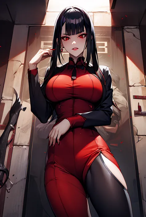 独奏, 1 , vampires, anatomically correcte, best qualityer, shorth hair,bblack hair, bangss, hair covering, red eye big breasts, ar...