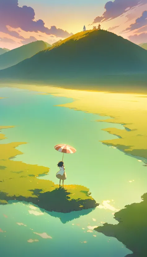 ultrawide landscape aesthetic,summer dream ,studio ghibli inspired aesthetic, no people