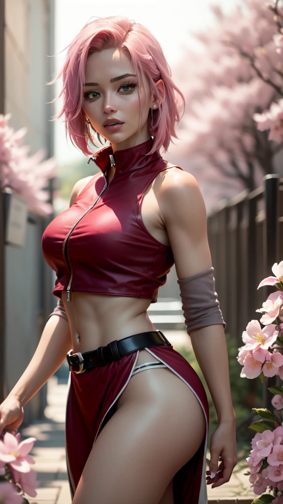 sexy outfit,(best quality)), ((Masterpiece)), (Detailed), Perfect Face((best quality)), ((Masterpiece)), (Detailed), Perfect Face(best quality)), ( (Masterpiece)), ( Detailed), Perfect Face (best quality), ((Masterpiece)), (Detailed), Perfect Face, stunningly realistic, photorealistic, photorealism, 1 sakura Haruno (( over sexualised version of Sakura Haruno:1.3))

