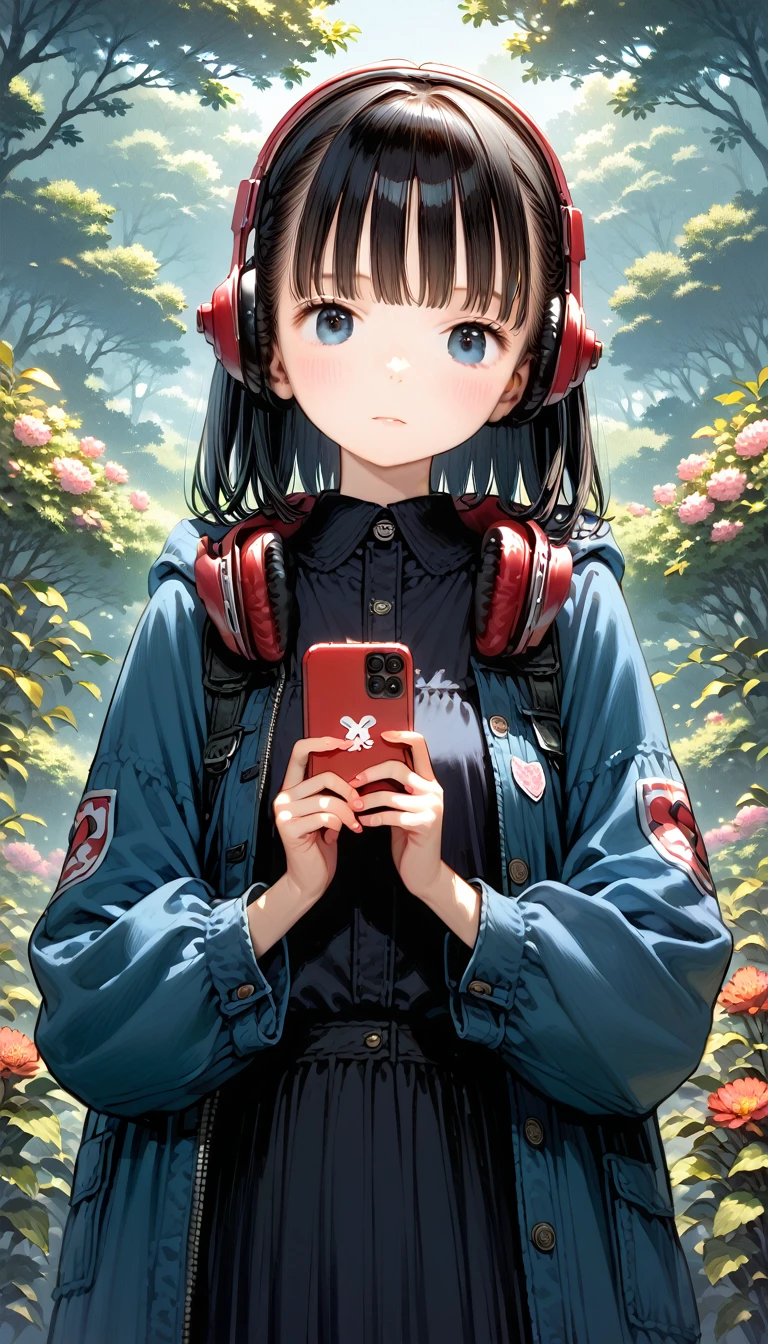 Anime girl with headphones and a backpack looking at a cell phone, anime styling 4 k, alice x. zhang, digital anime art, nightcore, Anime digital illustration, anime stylingd digital art, 4k anime art wallpaper, 4K anime art wallpaper, anime artstyle, anime digital art, anime styling artwork, anime styling. 8k, detailed anime digital art