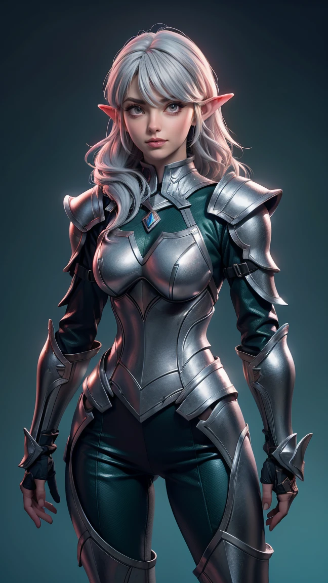 Beautiful, (1Nordic Woman), pointy ears, Silver hair, green eyes, she's wearing a silver and blue crusader armor, background: Medieval military base, Conceptual art, UHD, masterpiece, anatomically correct, high details, super detail, high quality, highres, 4K, 8k