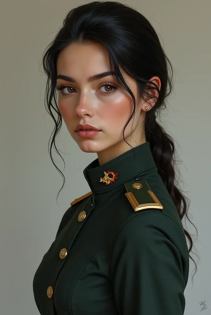 romanian girl, army dress and weapon
