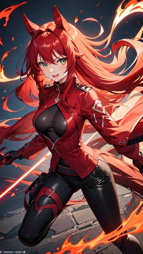 1 person,woman,((medium long hair)),((the tips of the hair spread)),((red hair)),((crimson flame)), ((crimson flameの渦)),wallpape...