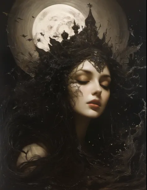 James Gurney, Surrealist art , dream-like, mysterious, Provocative, symbolic, Complex, detailed,, (Gothic but very beautiful:1.4), (masterpiece, Highest quality:1.4) , Nicola Samori Style, Goddess of Eros、naked, Like a pure and erotic girl、Sexy and magical、I am as beautiful as a siren