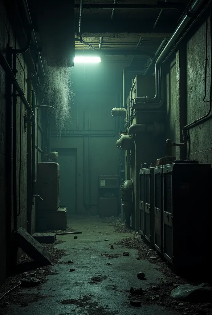 I want a very dark and spooky industrial basement background