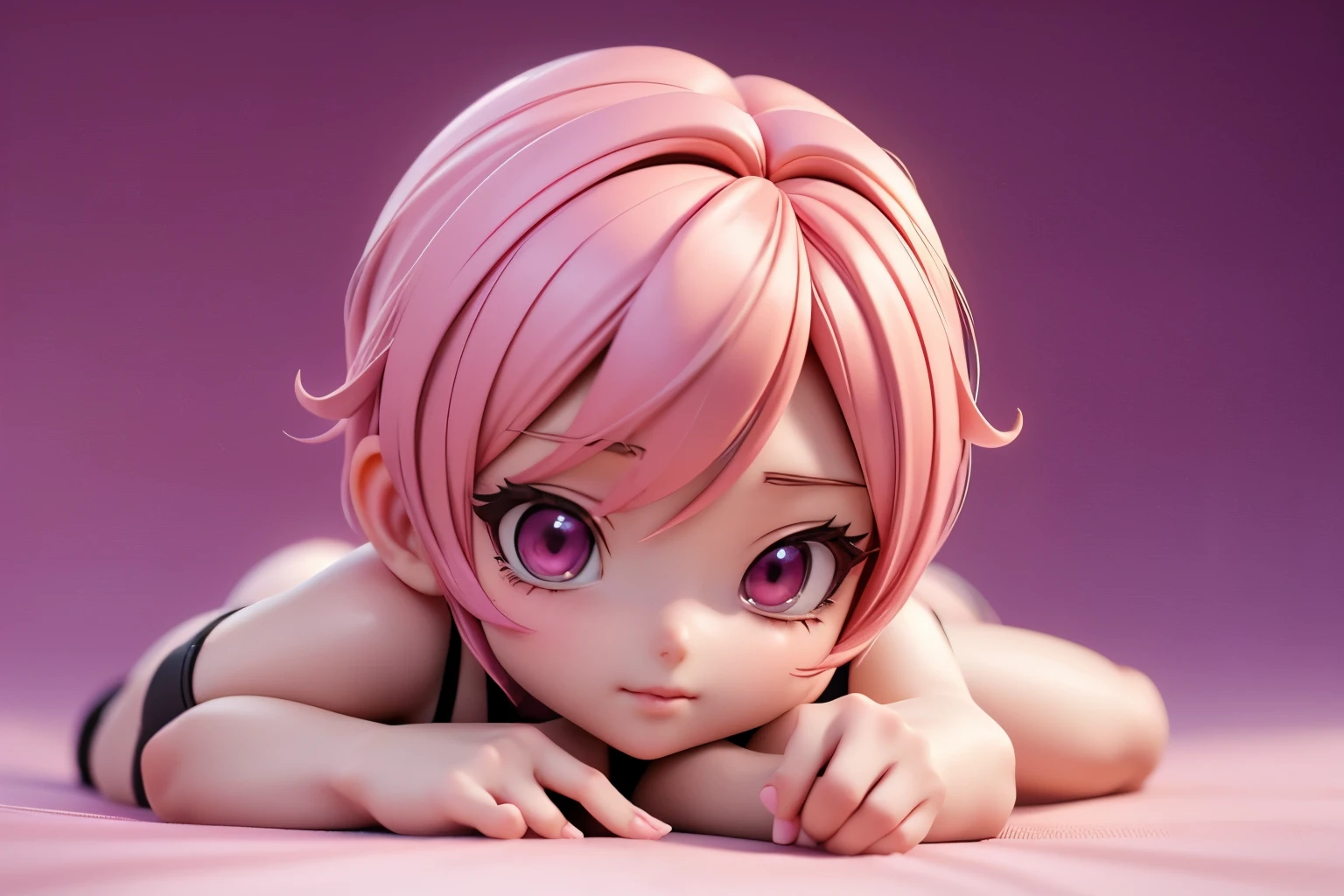 Close-up of a female figure in lingerie, render of a cute 3d anime girl, Enchanting anime girl, 3d anime girl, Photorealistic anime girl rendering, Cute girl with pink short hair, Young Anime Girl, Beautiful and attractive anime woman, Anime-style 3D, Smooth anime CG art, Attractive anime girl, Cute Anime Girl, Goth, 