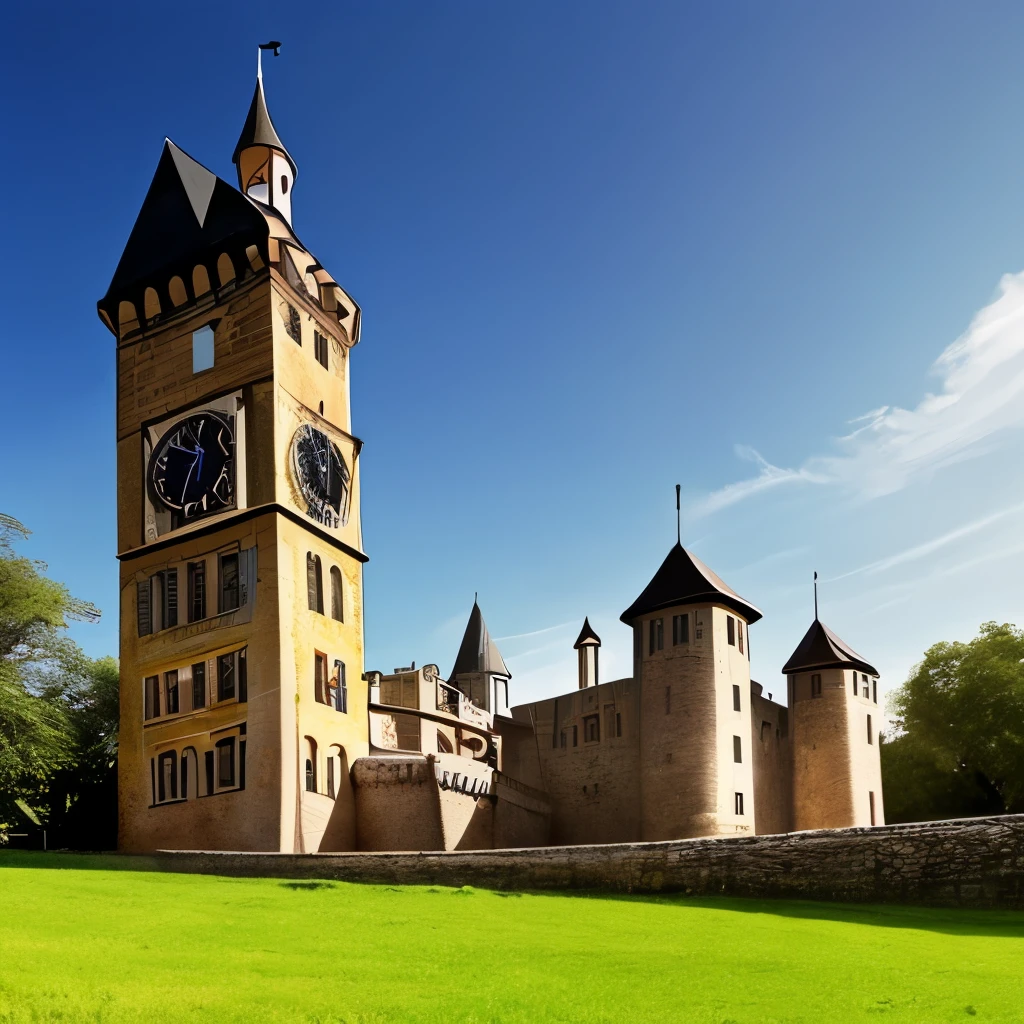 arafed castle with a clock tower on top of a hill, a photo by Joseph von Führich, instagram, art nouveau, beautiful castle, luxury castle, epic castle with tall spires, located in a castle, gothic castle, victorian castle, magical castle, abandoned castle, very far royal steampunk castle, gigantic castle, inside an epic gothic castle