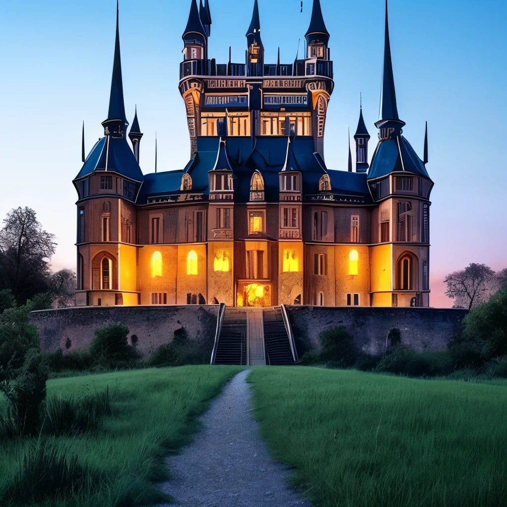 arafed castle with a clock tower on top of a hill, a photo by Joseph von Führich, instagram, art nouveau, beautiful castle, luxury castle, epic castle with tall spires, located in a castle, gothic castle, victorian castle, magical castle, abandoned castle, very far royal steampunk castle, gigantic castle, inside an epic gothic castle