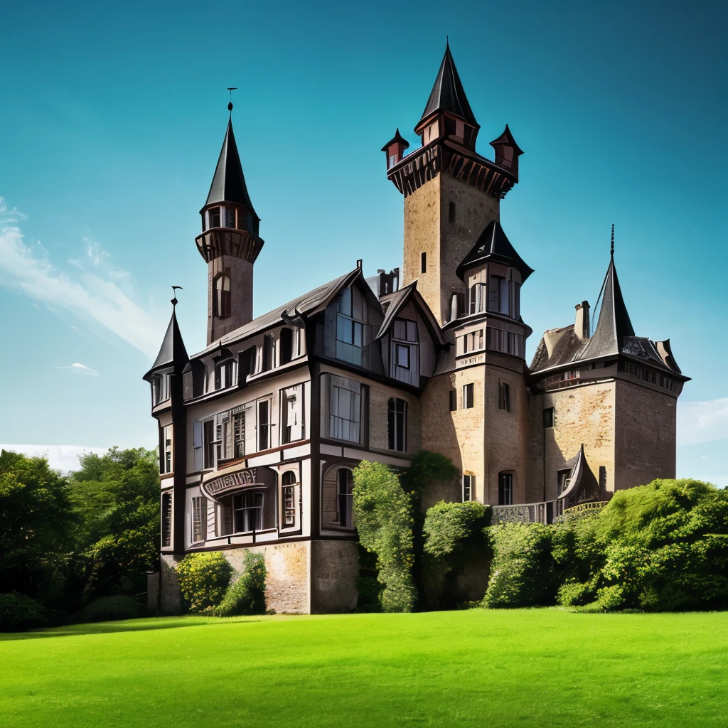 arafed castle with a clock tower on top of a hill, a photo by Joseph von Führich, instagram, art nouveau, beautiful castle, luxury castle, epic castle with tall spires, located in a castle, gothic castle, victorian castle, magical castle, abandoned castle, very far royal steampunk castle, gigantic castle, inside an epic gothic castle