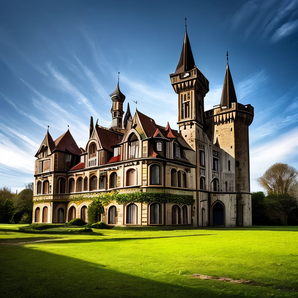 arafed castle with a clock tower on top of a hill, a photo by Joseph von Führich, instagram, art nouveau, beautiful castle, luxury castle, epic castle with tall spires, located in a castle, gothic castle, victorian castle, magical castle, abandoned castle, very far royal steampunk castle, gigantic castle, inside an epic gothic castle