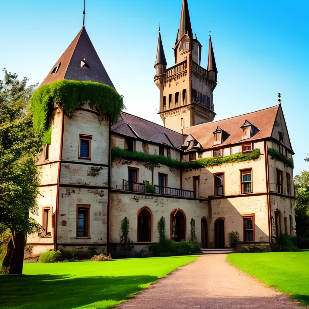 arafed castle with a clock tower on top of a hill, a photo by Joseph von Führich, instagram, art nouveau, beautiful castle, luxury castle, epic castle with tall spires, located in a castle, gothic castle, victorian castle, magical castle, abandoned castle, very far royal steampunk castle, gigantic castle, inside an epic gothic castle