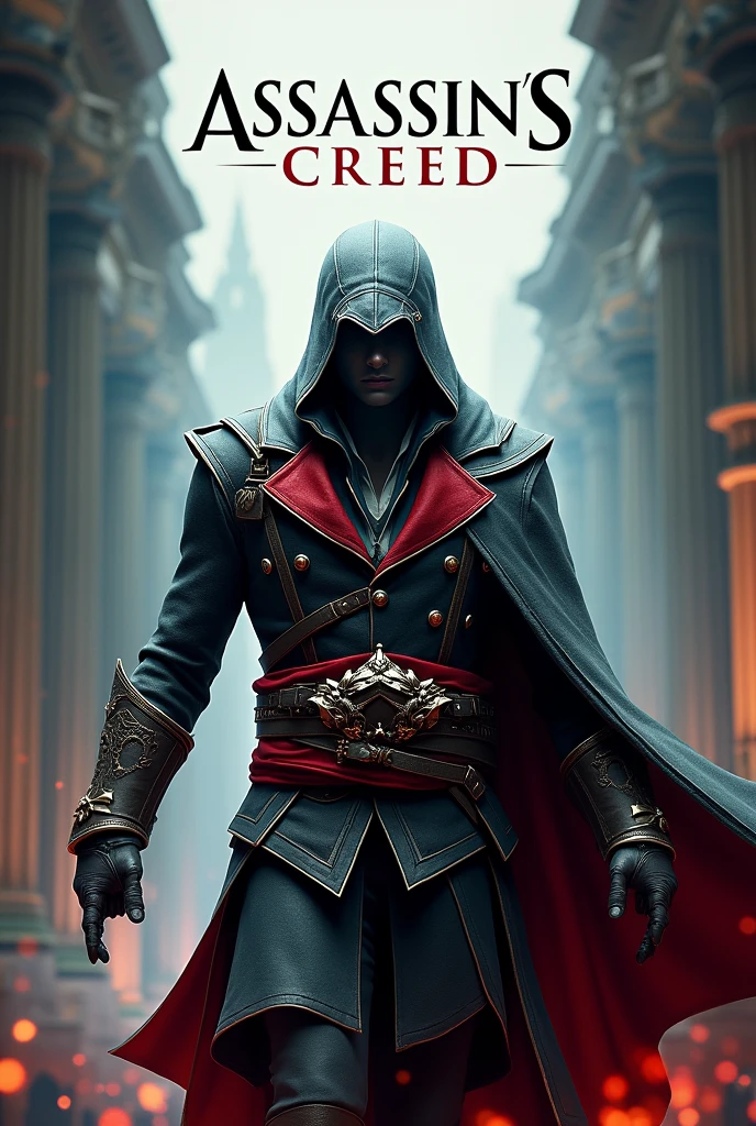 The title "ASSASSIN'S -CREED-" in large, poster, (masterpiece:1.2), best quality, high quality, Highres, (hyper detailed), detailed background, 