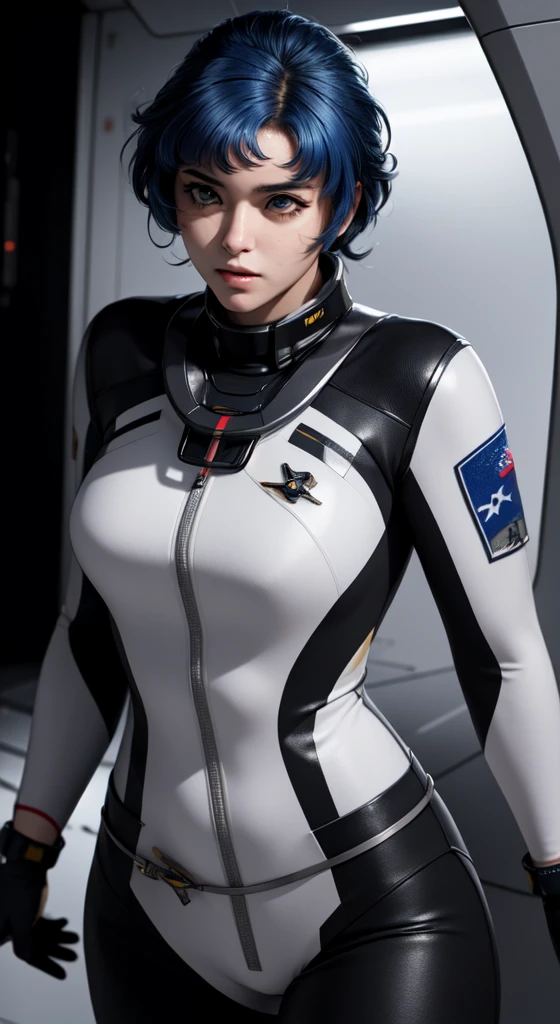 (best quality), (masterpiece),(ultra-detailed:1.2),photorealistic,ultra high res, 1girl, kusuha, pilot suit, futuristic, inside the Space Battleship, 