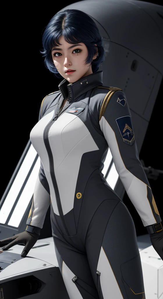 (best quality), (masterpiece),(ultra-detailed:1.2),photorealistic,ultra high res, 1girl, kusuha, pilot suit, futuristic, inside the Space Battleship, 