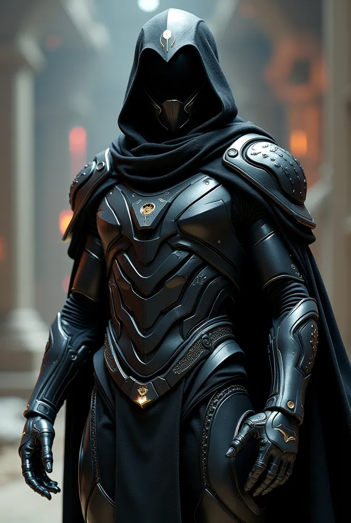 Black fancy futuristic armor with scarf