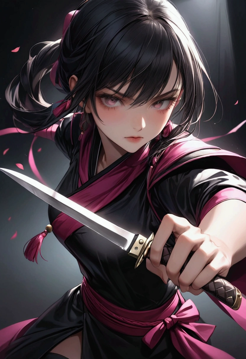 Kunoichi, assassin, attack hidden in the darkness with small knife