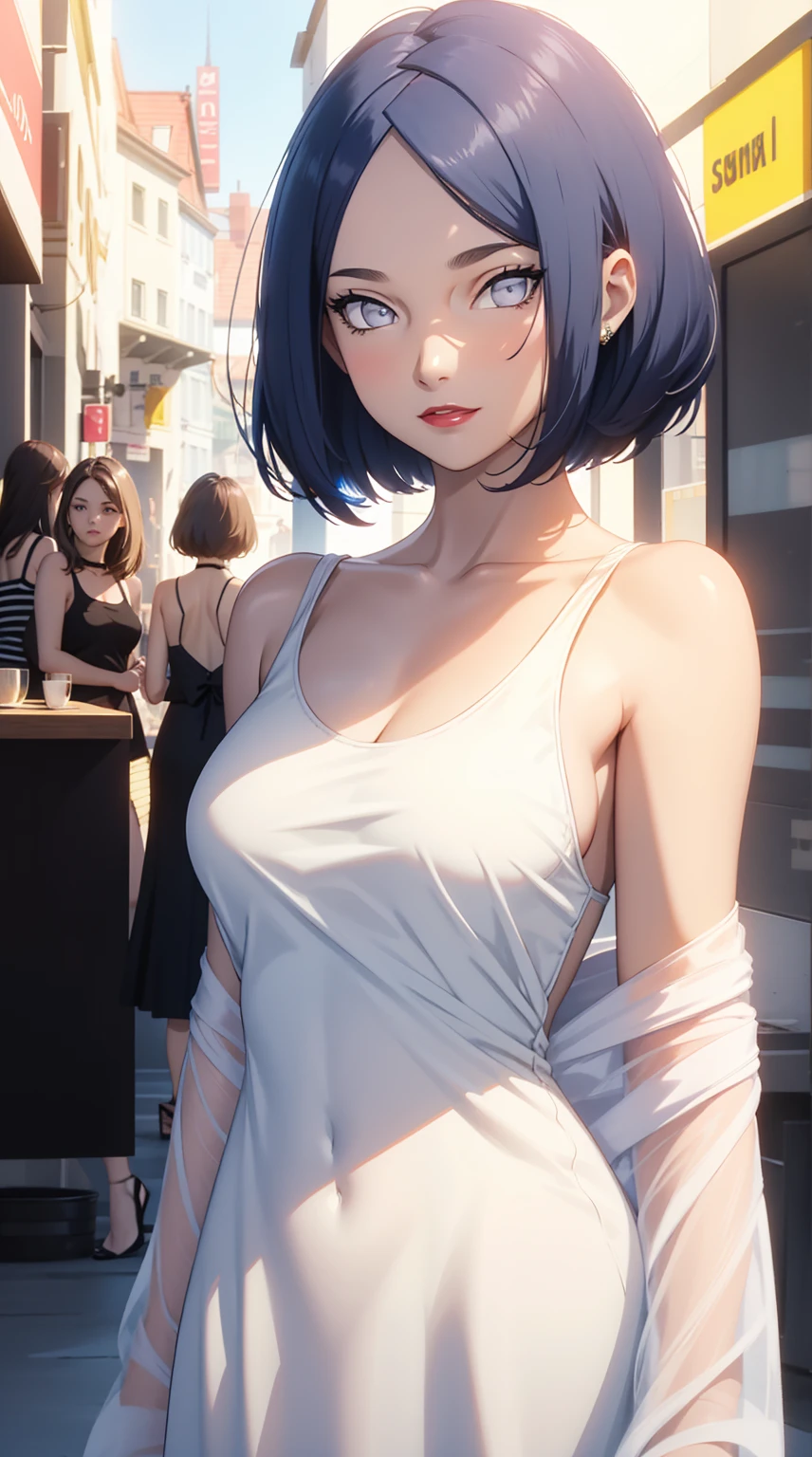 4 girls，Off-the-shoulder attire，multipel Girls，Picture quality、posh，Short hair details，sidefellatio，ssmile，，Best Bust 100 Tank Tops、high high quality、visual art、Background and current situation