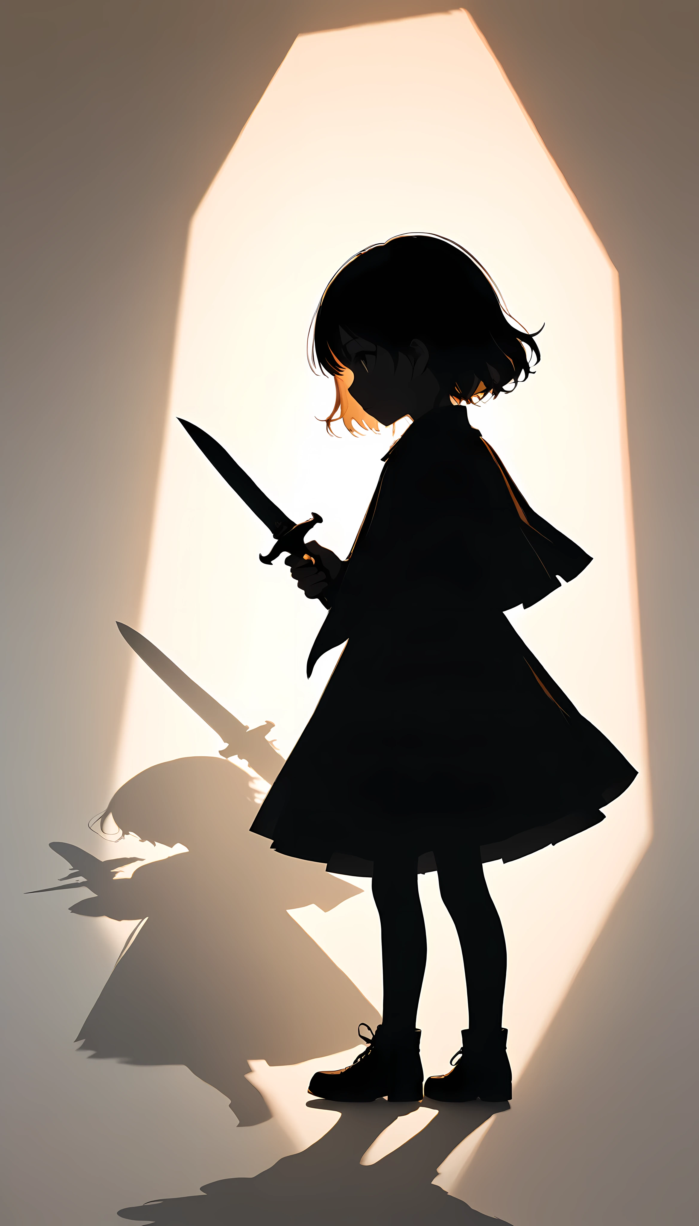 Backlight, silhouette, hzk, Drop Shadow, ARW, Only the shadow holds the knife