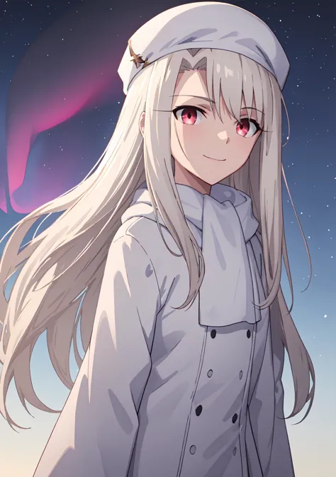 best quality, masterpiece, highres, solo, (illyasviel_von_einzbern_fatestaynightufotable:1.10), 1girl, papakha, night, dark sky,...