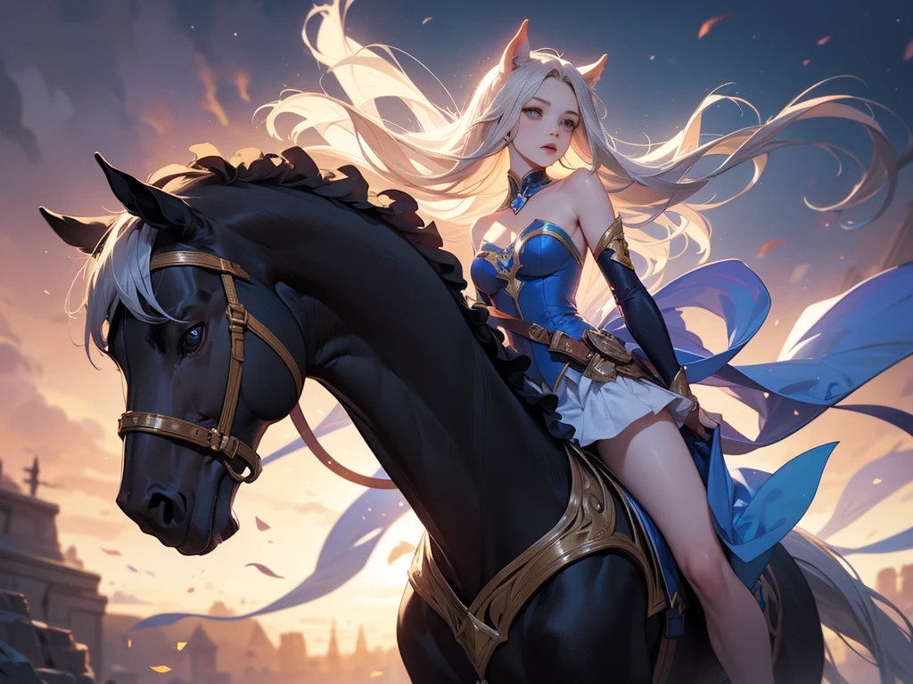 （solo、Alone）、（uhd, retina, masterpiece, accurate, anatomically correct, textured skin, super detail, high details, high quality, award winning, best quality, highres, 16K）、（Horse ear woman）、Draw Caitlin in combat, Dressed in League of Legends&#39; iconic steampunk outfit. Use her Yodel Snap Trap to catch them, They are trying to set a trap with a mechanical clamp on the ground., She showed determination and tactical talent.、.