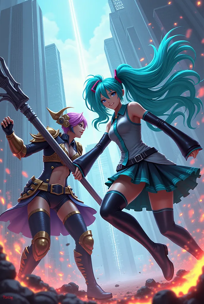 Hatsune Miku beating Sirica
