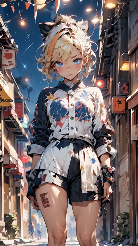 fund, mixed language_text, japanese graffiti letters, gals, long blonde hair, excellent lighting, side lighting, perfect ending ...