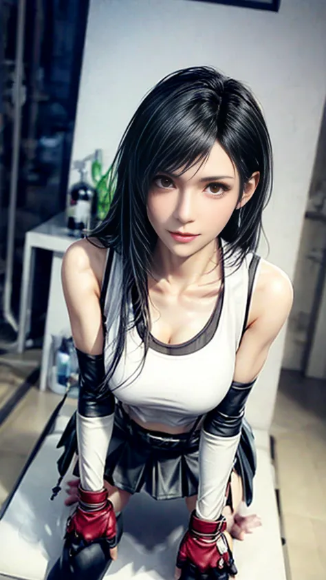 ((wavy long hair))、very smiling、(tifa from final fantasy)、has bangs、(masterpiece、highest quality、in 8k、32k、masterpiece、nfsw、supe...