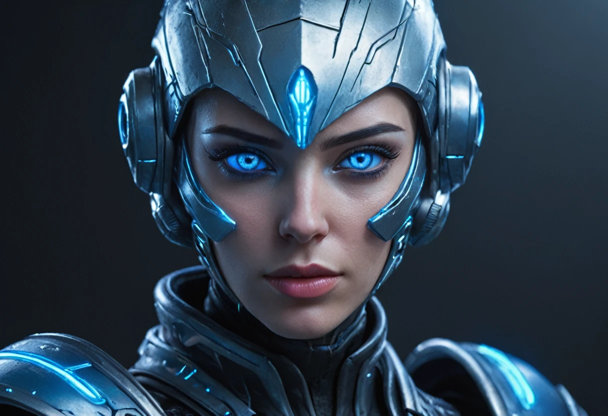 FACE WOMAN powerful armor, sharp look,
Frost, Calls, perfect details, (Best Quality, 4k,
High resolution, masterpiece:1.2), ultra detailed,
realist:
1.37, HDR, studio lighting, vivid colors, (cyberpunk,
Futuristic) style, lcy Blue Color Scheme, dynamic
lighting. MOD ULTRA FACE 8k laser eyes