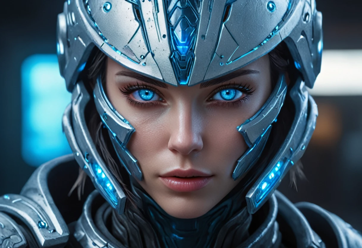 FACE WOMAN powerful armor, sharp look,
Frost, Calls, perfect details, (Best Quality, 4k,
High resolution, masterpiece:1.2), ultra detailed,
realist:
1.37, HDR, studio lighting, vivid colors, (cyberpunk,
Futuristic) style, lcy Blue Color Scheme, dynamic
lighting. MOD ULTRA FACE 8k laser eyes