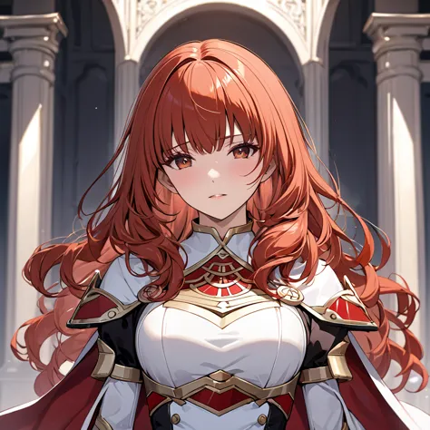 ((highest quality)), ((masterpiece)), (detailed), （perfect face）the woman is a celica with red hair.、the woman is corrupted