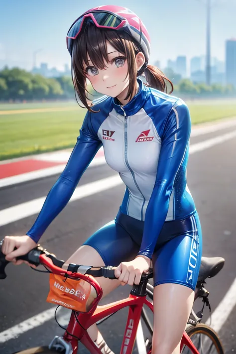 racing suits、ride a bicycle