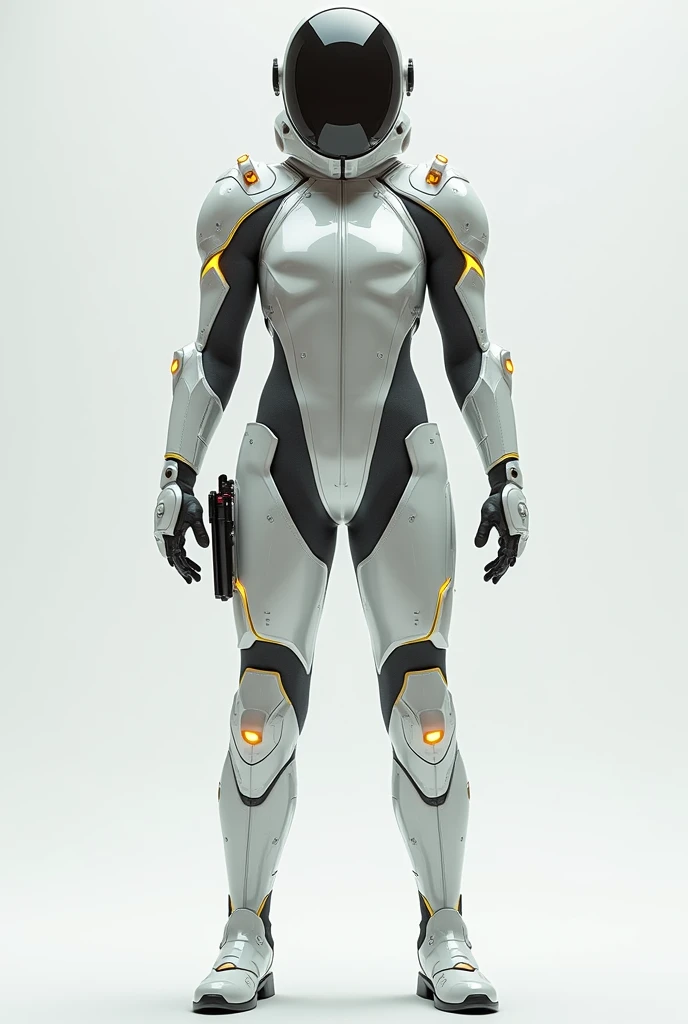 suit that can fly, Uses a light and flexible fabric, The color can be neutral (white, black or metallic gray) with details in bright or fluorescent colors for visibility, It covers the body in a tight but comfortable way.,Place small thrusters on your shoulders and the back of your legs, designed to provide thrust and stability in the air. The gloves have touch panels that allow the user to control the suit., adjust speed, altitude and direction. The buttons are designed to be intuitive and accessible.. Adjustable Waist and Sleeves, Sleek, streamlined lines that are not only functional but also aesthetically pleasing. You can add details like LED lights or reflective patterns for a modern look., can be used by men and women