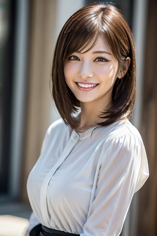 Japanese women　Orthodox beauty, cute, cute, 美Shii, smile, Yamato Nadeshiko, Ultra-realistic, More real, Real women, Looks like the real thing, From below, Just like him, Super Real, Bob, Upper Body　High resolution, god々Shii　nice　