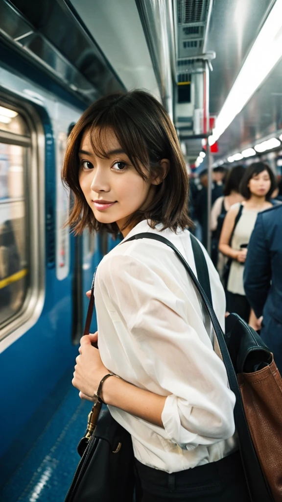 OL,commute,train,Miniskirt,Medium Hair