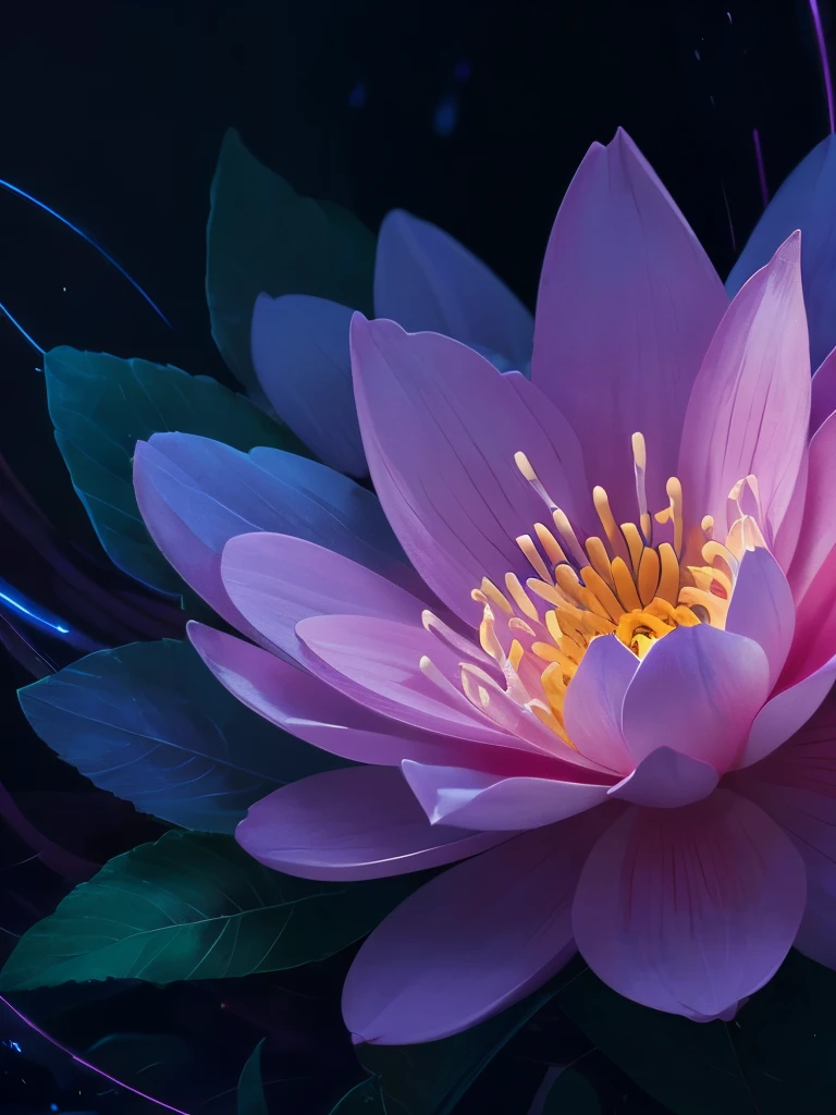 a purple flower with blue and pink flowers on a dark background, 🌺 cgsociety, glowing flowers, blue and pink colors, magical flowers, magical colorful flowers, wow it is beautiful, beautiful!!! digital art, beautiful gorgeous digital art, pink and blue colors, beautiful color art!, beautiful!!!!!!!!!, luminous flowers, glowing neon flowers, beautiful colours, beautiful colors, by Yang J