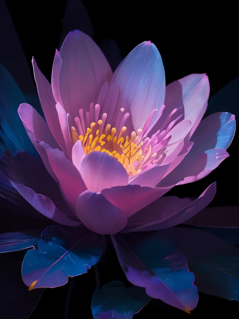 a purple flower with blue and pink flowers on a dark background, 🌺 cgsociety, glowing flowers, blue and pink colors, magical flowers, magical colorful flowers, wow it is beautiful, beautiful!!! digital art, beautiful gorgeous digital art, pink and blue colors, beautiful color art!, beautiful!!!!!!!!!, luminous flowers, glowing neon flowers, beautiful colours, beautiful colors, by Yang J