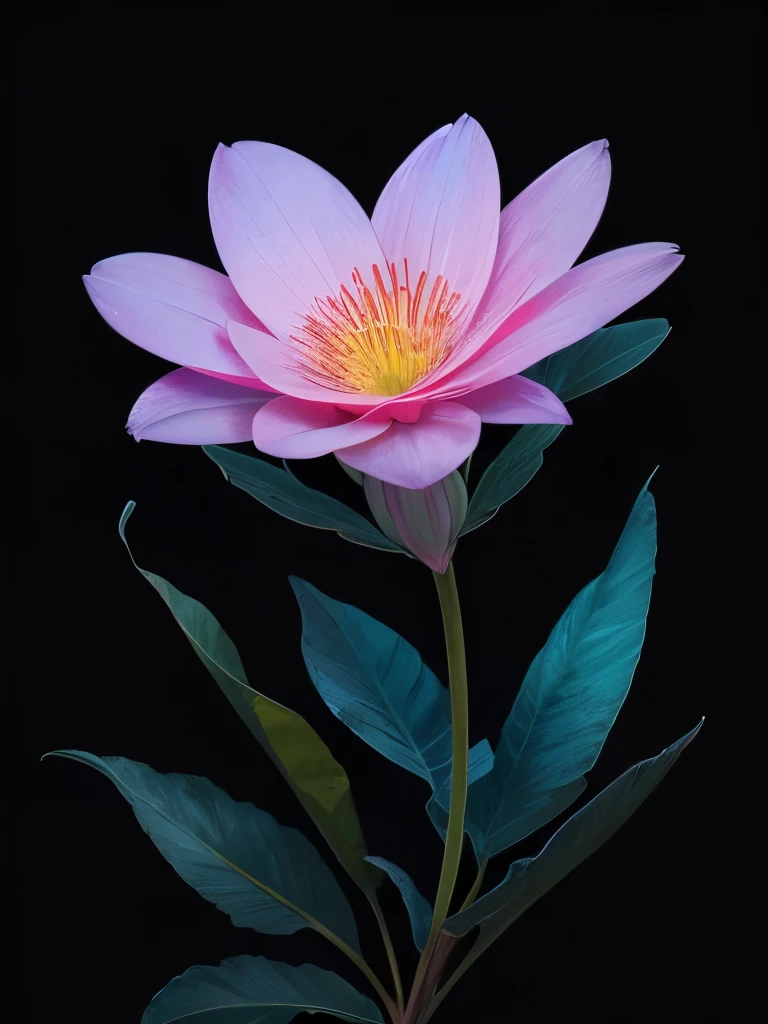 a purple flower with blue and pink flowers on a dark background, 🌺 cgsociety, glowing flowers, blue and pink colors, magical flowers, magical colorful flowers, wow it is beautiful, beautiful!!! digital art, beautiful gorgeous digital art, pink and blue colors, beautiful color art!, beautiful!!!!!!!!!, luminous flowers, glowing neon flowers, beautiful colours, beautiful colors, by Yang J