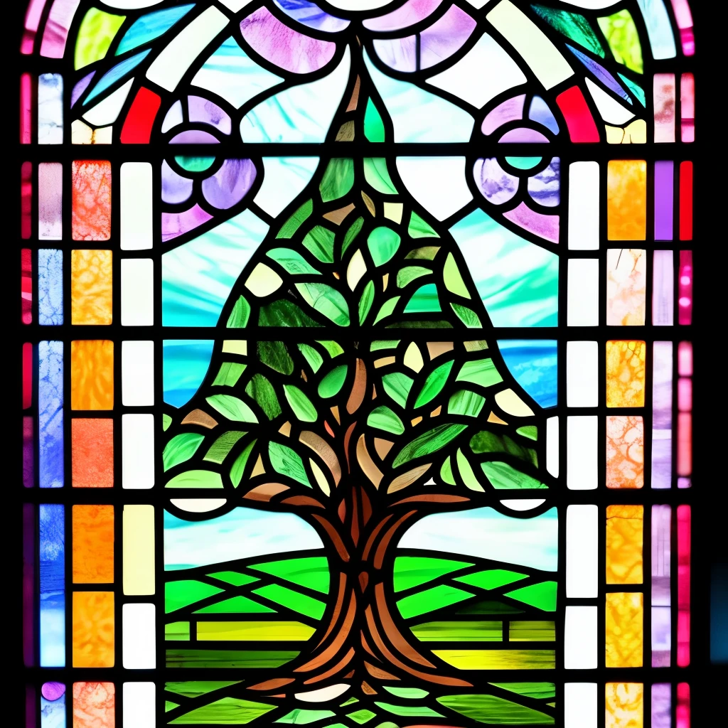 a close up of a stained glass window with a tree in it, stained glass art, (art nouveau), ( art nouveau ), beautiful stained glass window, stained glass, stained glass!!, by Louis Comfort Tiffany, maxim verehin stained glass, art nouveau, stain glass, stained glass window!!!!!, backlit stained glass, intricate stained glass, art nouveau!