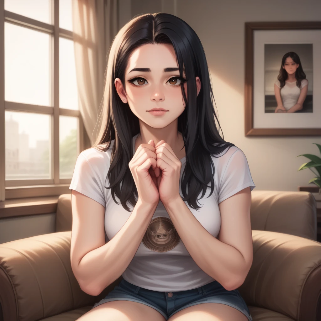 a cute teenage girl, about 160cm tall, brown eyes, bright and cute colors clothes, long straight black hair, masterpiece, best quality, ultra quality, high quality, highres, ultla highres, absurdres, 4K, 8K, 16k, hyper detailed, intricate detailed, amazing shading, high contrast, realistic, photo realistic, RAW photo, photography, super fine illustration, foreshortening, perfect anatomy, correct anatomy, perfect proportion, perfect face, perfect hands, perfect legs, perfect fingers
